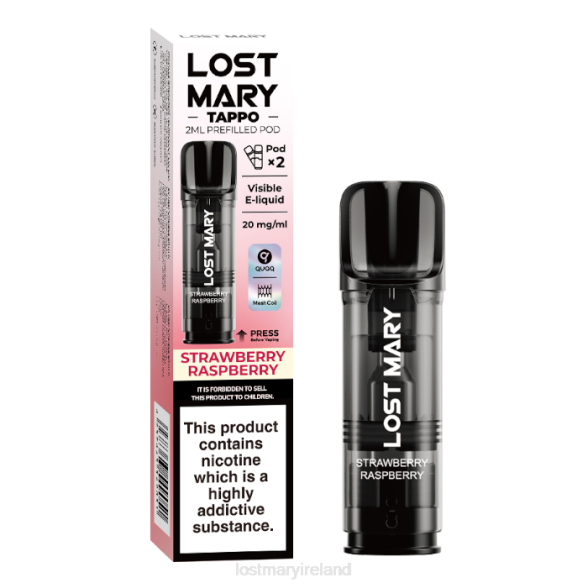 LOST MARY vape Ireland Z4LH178 LOST MARY Tappo Prefilled Pods - 20mg - 2PK Strawberry Raspberry